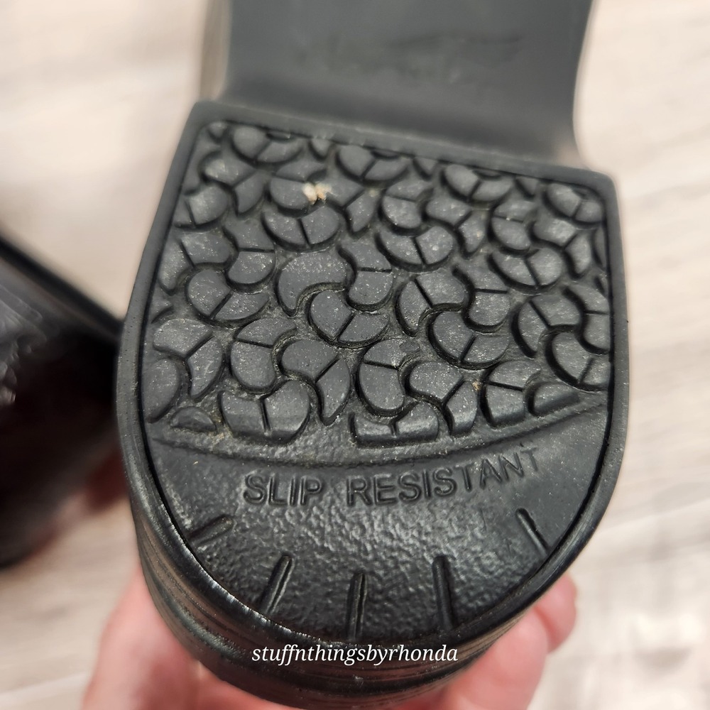 Dansko Black Tooled Leather Floral Professional Stapled Clogs EU 38 US 7.5-8 - Picture 8 of 13